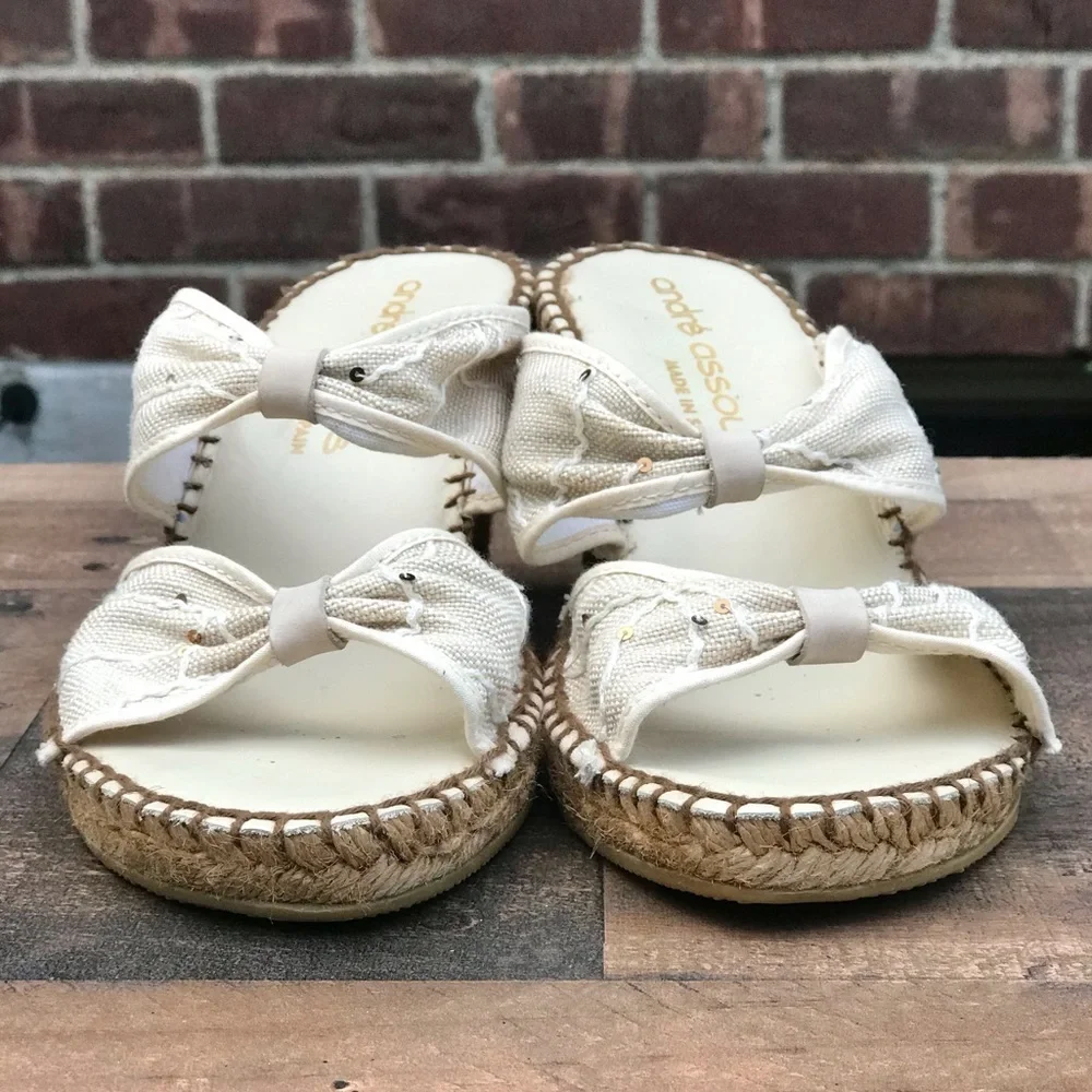 ANDRE ASSOUS Jute Espadrilles canvas wedge Beige Size 10